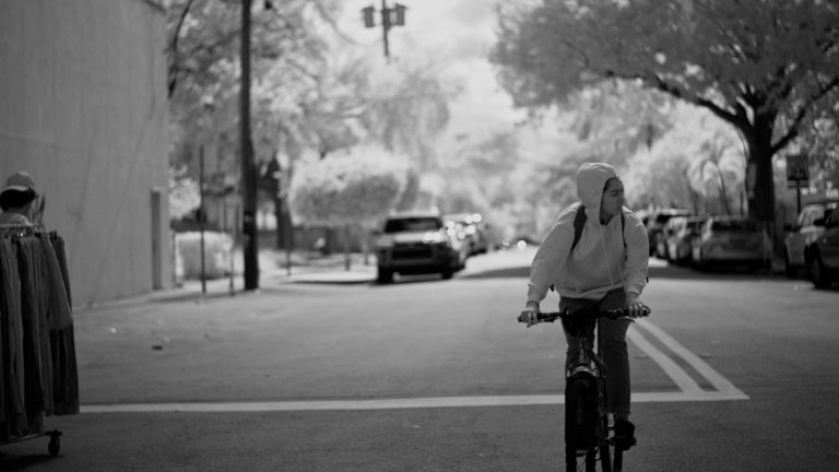 black white bicycle rider converted